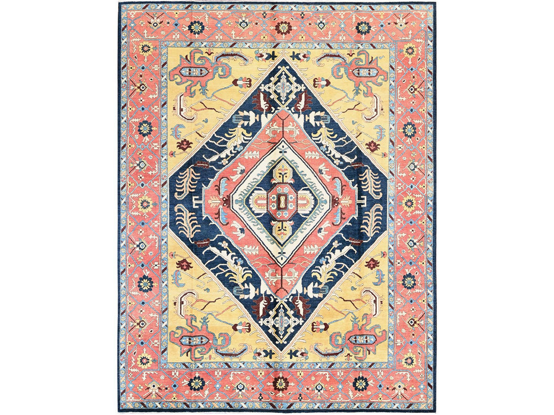 9'0" x 11'8" New Hand Knotted Blue Wool Rectangle Oriental Rug - MOA102322