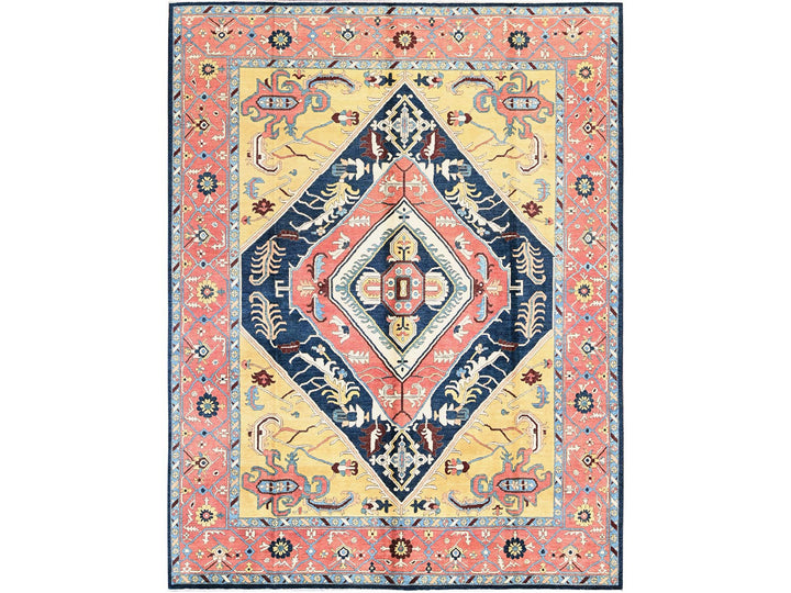 9'0" x 11'8" New Hand Knotted Blue Wool Rectangle Oriental Rug - MOA102322
