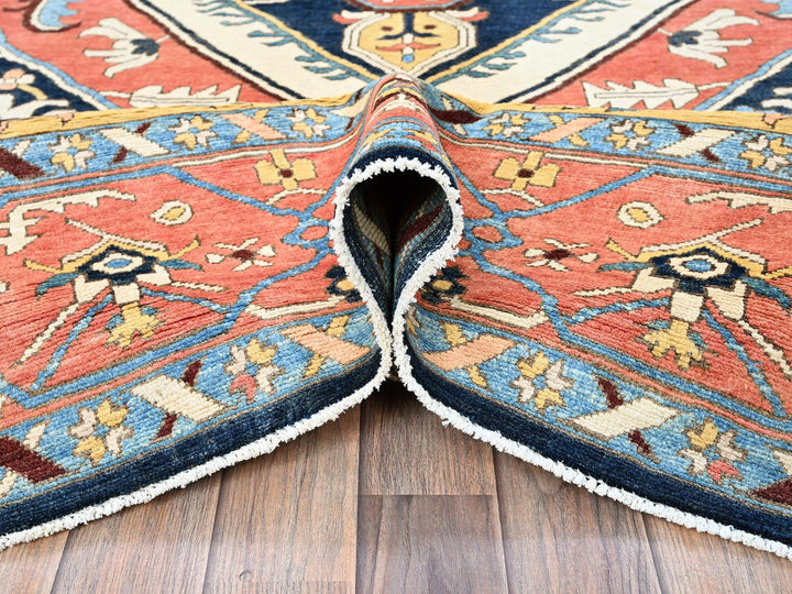 9'0" x 11'8" New Hand Knotted Blue Wool Rectangle Oriental Rug - MOA102322