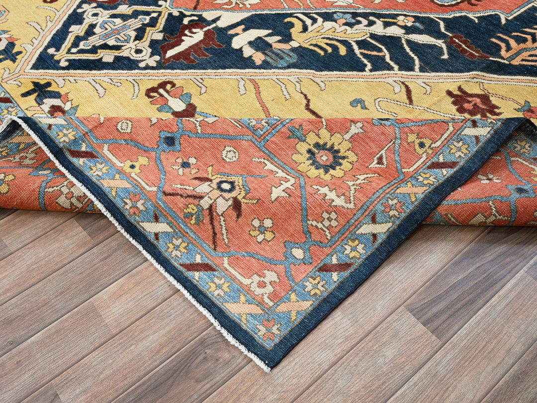 9'0" x 11'8" New Hand Knotted Blue Wool Rectangle Oriental Rug - MOA102322