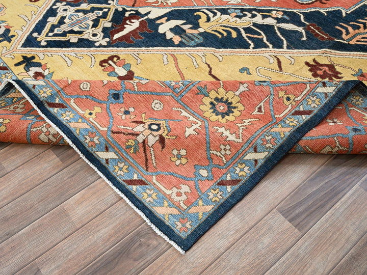 9'0" x 11'8" New Hand Knotted Blue Wool Rectangle Oriental Rug - MOA102322