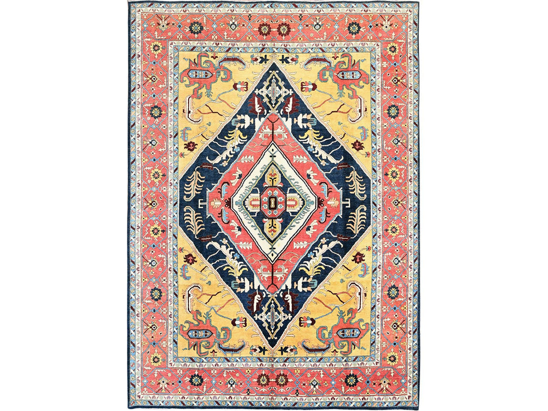 9'11" x 13'10" New Hand Knotted Blue Wool Rectangle Oriental Rug - MOA102323