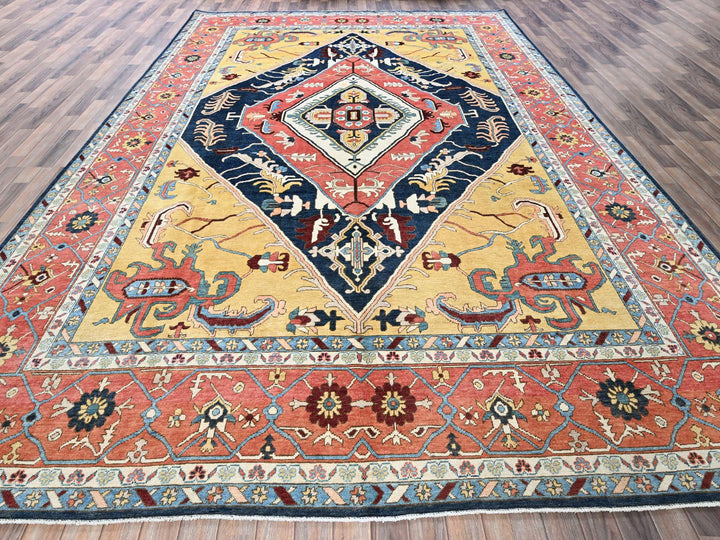 9'11" x 13'10" New Hand Knotted Blue Wool Rectangle Oriental Rug - MOA102323