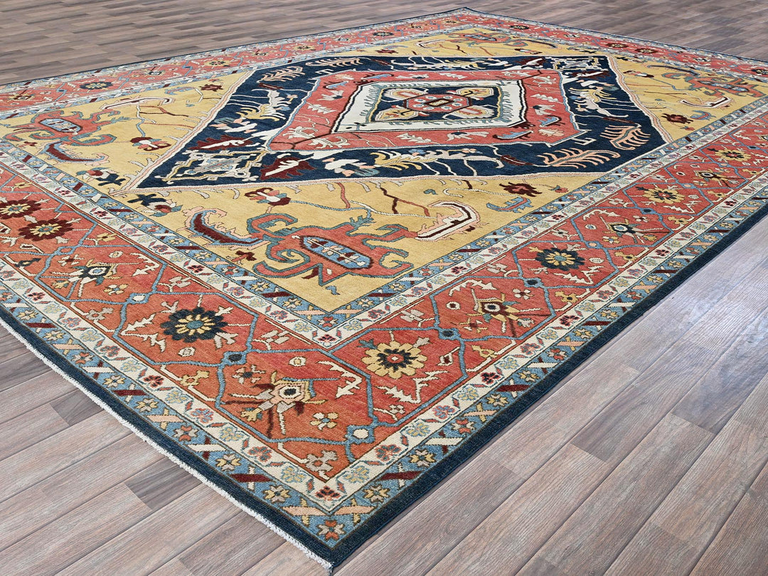 9'11" x 13'10" New Hand Knotted Blue Wool Rectangle Oriental Rug - MOA102323