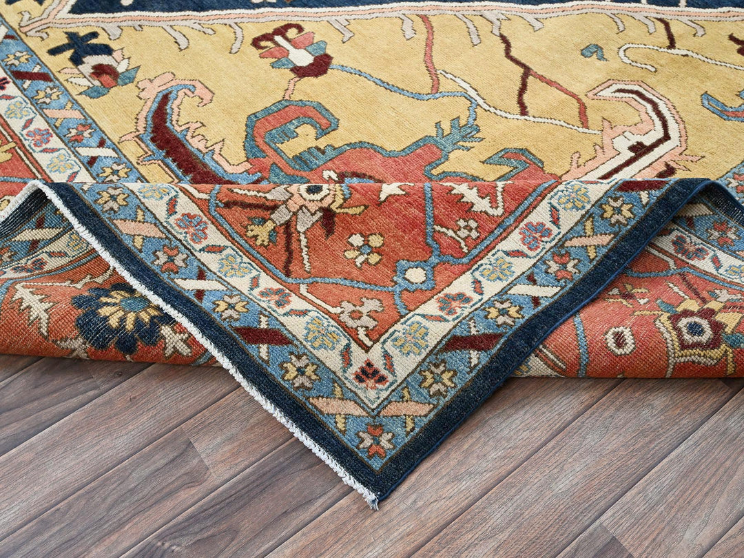 9'11" x 13'10" New Hand Knotted Blue Wool Rectangle Oriental Rug - MOA102323