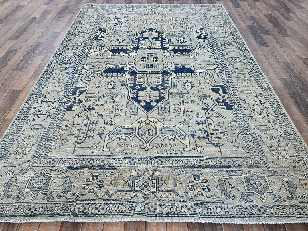 6'0" x 8'11" New Hand Knotted Grey Wool Rectangle Oriental Rug - MOA102324
