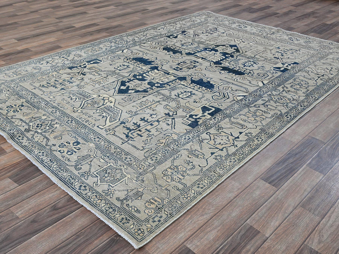 6'0" x 8'11" New Hand Knotted Grey Wool Rectangle Oriental Rug - MOA102324