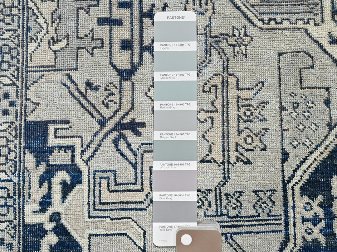 6'0" x 8'11" New Hand Knotted Grey Wool Rectangle Oriental Rug - MOA102324