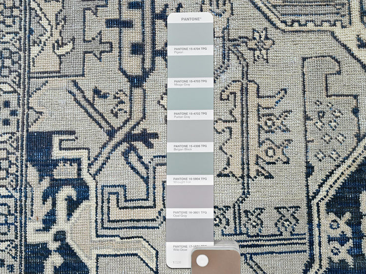 6'0" x 8'11" New Hand Knotted Grey Wool Rectangle Oriental Rug - MOA102324