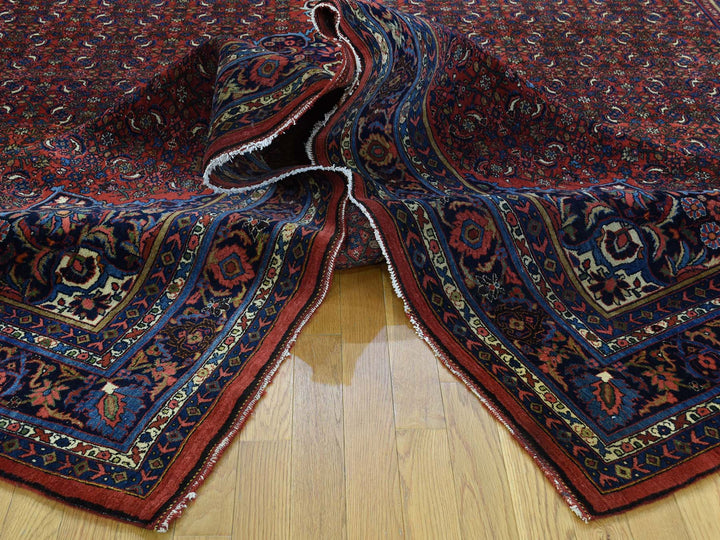10'5" x 13'9" Vintage Hand Knotted Red Wool Rectangle Oriental Rug - MOA10232840