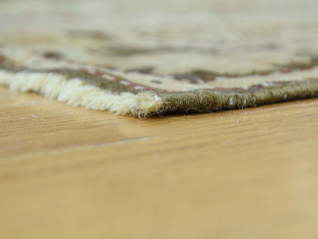 3'8" x 15'0" Vintage Hand Knotted Green Wool Runner Oriental Rug - MOA10233178