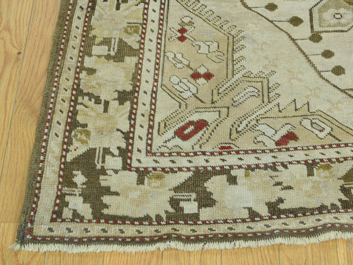 3'8" x 15'0" Vintage Hand Knotted Green Wool Runner Oriental Rug - MOA10233178