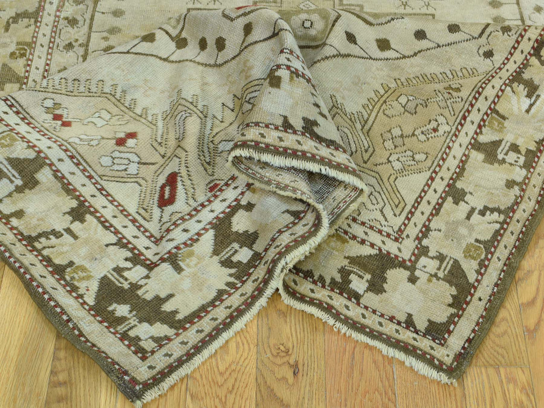 3'8" x 15'0" Vintage Hand Knotted Green Wool Runner Oriental Rug - MOA10233178
