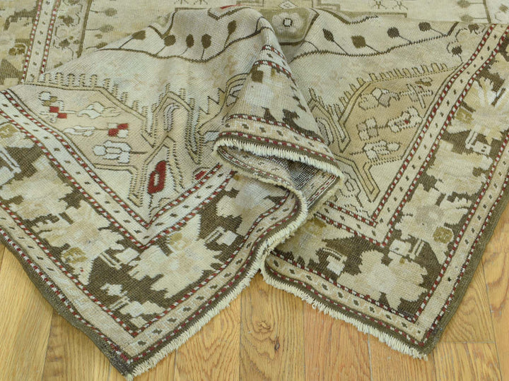 3'8" x 15'0" Vintage Hand Knotted Green Wool Runner Oriental Rug - MOA10233178