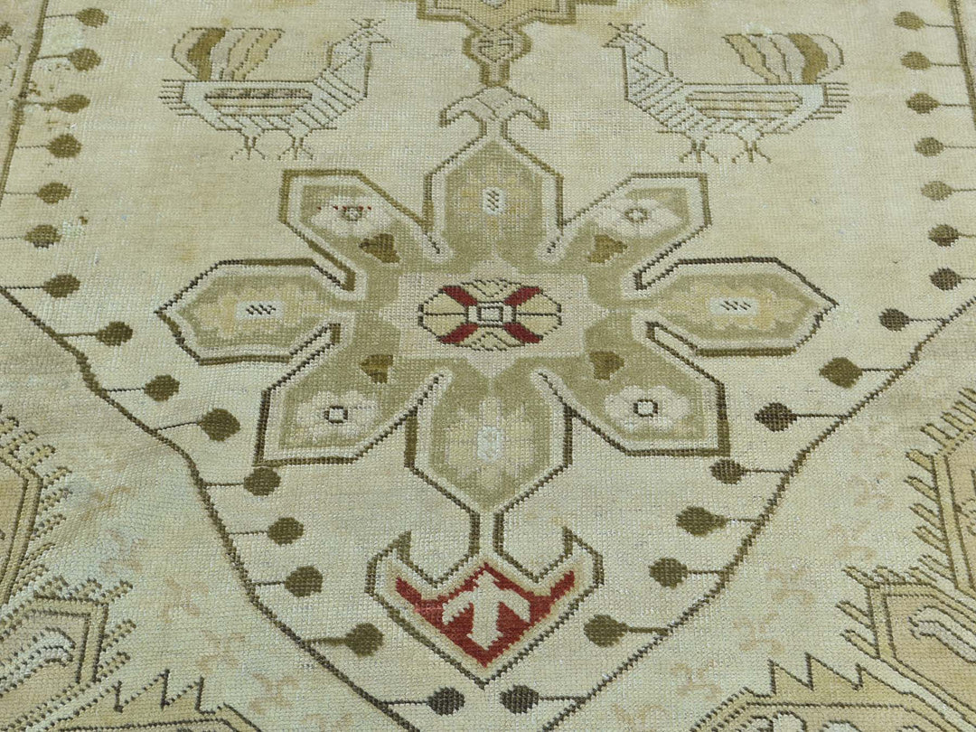 3'8" x 15'0" Vintage Hand Knotted Green Wool Runner Oriental Rug - MOA10233178