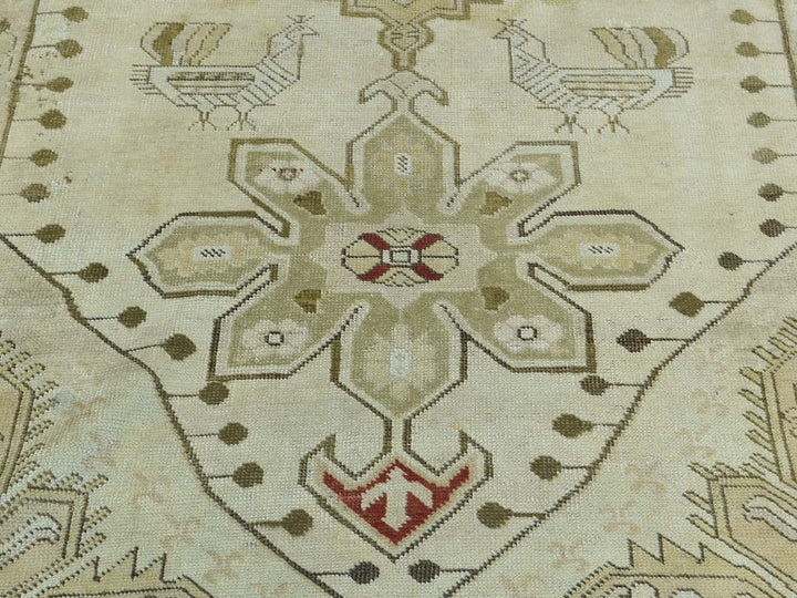 3'8" x 15'0" Vintage Hand Knotted Green Wool Runner Oriental Rug - MOA10233178