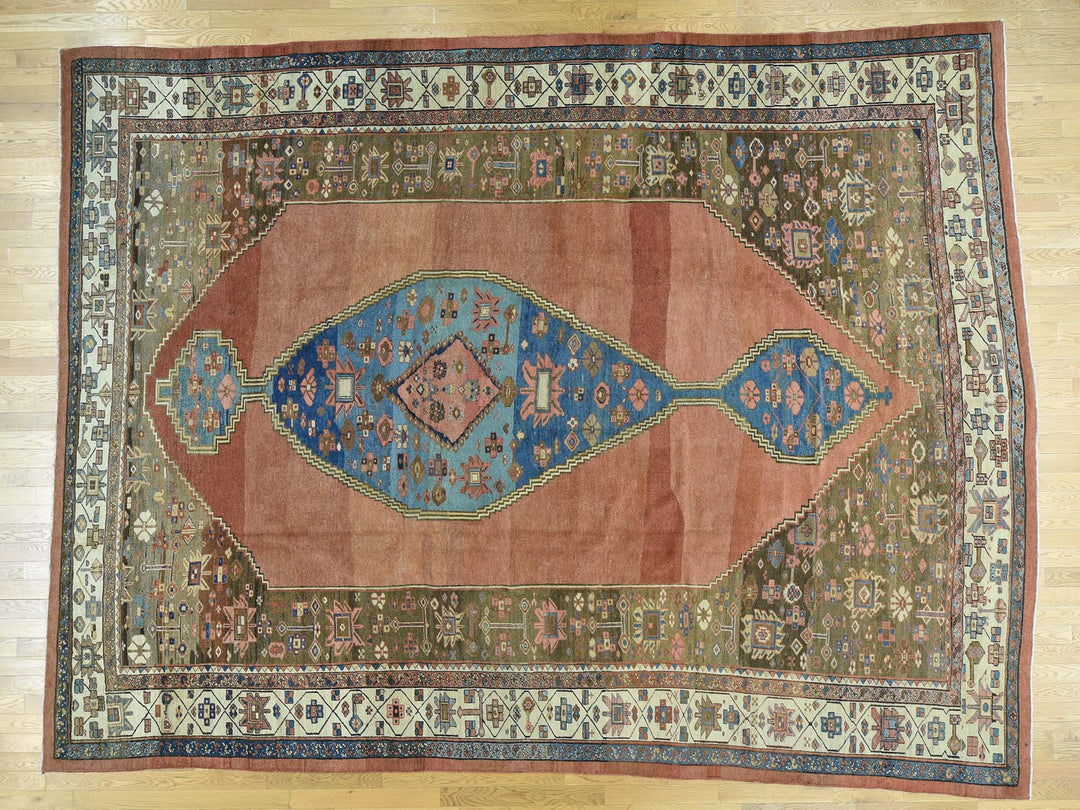 10'8" x 14'1" Vintage Hand Knotted Brown Wool Rectangle Oriental Rug - MOA10234131