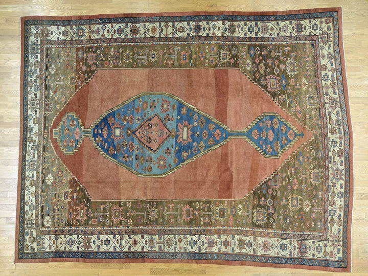 10'8" x 14'1" Vintage Hand Knotted Brown Wool Rectangle Oriental Rug - MOA10234131