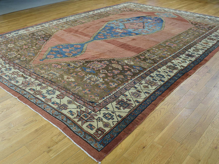 10'8" x 14'1" Vintage Hand Knotted Brown Wool Rectangle Oriental Rug - MOA10234131