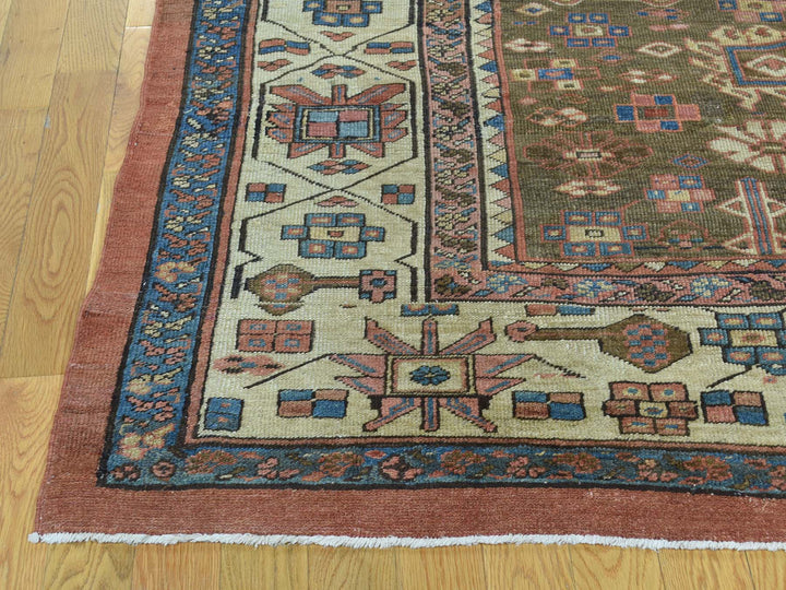 10'8" x 14'1" Vintage Hand Knotted Brown Wool Rectangle Oriental Rug - MOA10234131