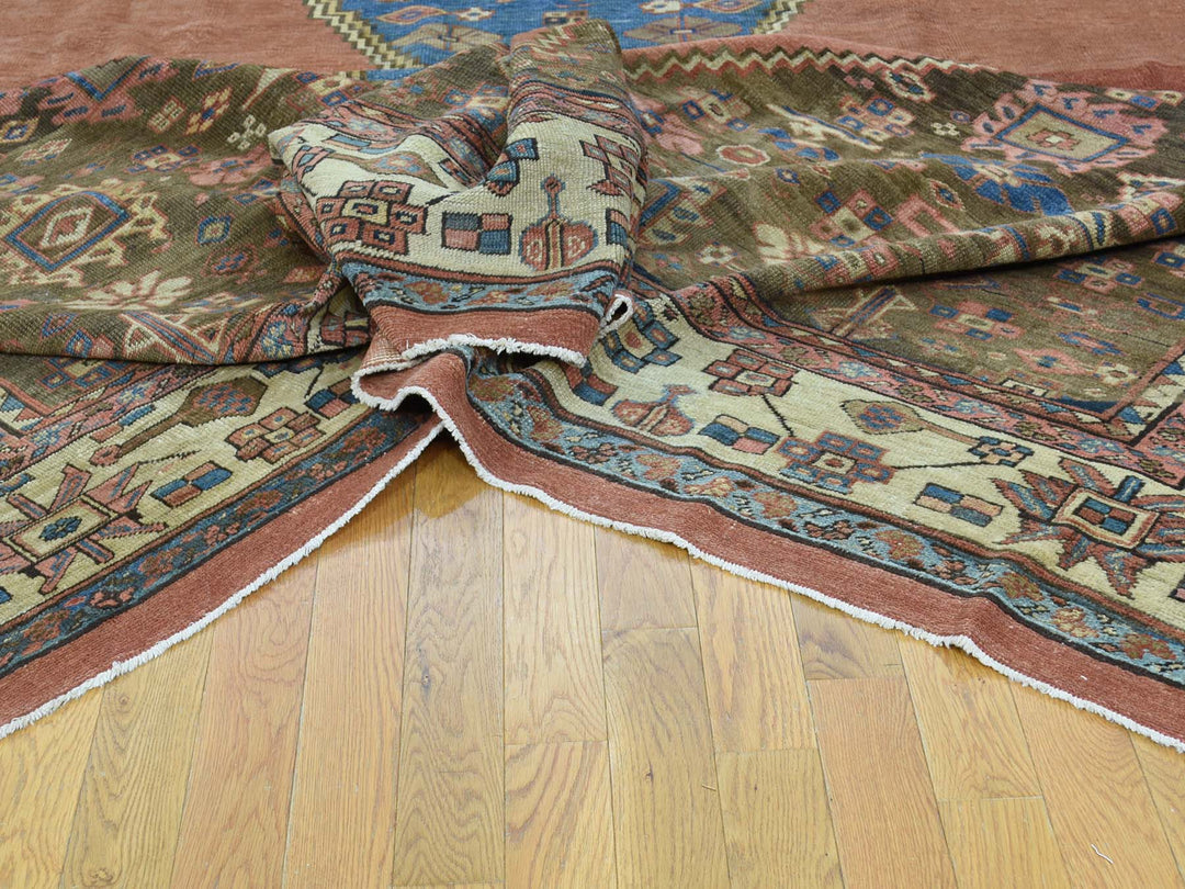 10'8" x 14'1" Vintage Hand Knotted Brown Wool Rectangle Oriental Rug - MOA10234131