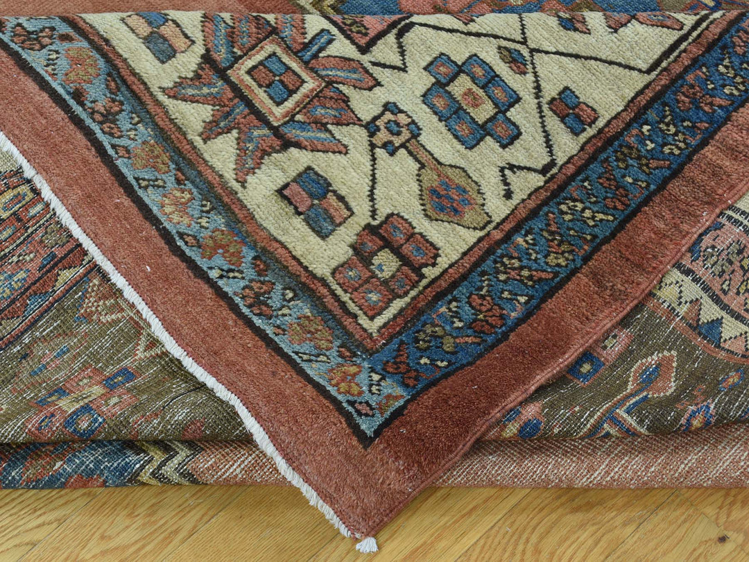 10'8" x 14'1" Vintage Hand Knotted Brown Wool Rectangle Oriental Rug - MOA10234131