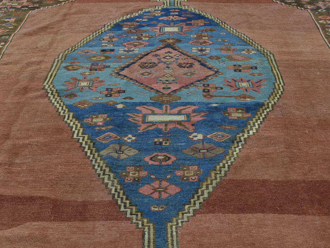 10'8" x 14'1" Vintage Hand Knotted Brown Wool Rectangle Oriental Rug - MOA10234131