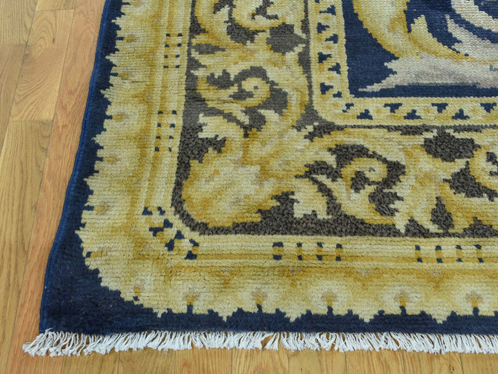 10'10" x 13'8" Vintage Hand Knotted Blue Wool Rectangle Oriental Rug - MOA10234424