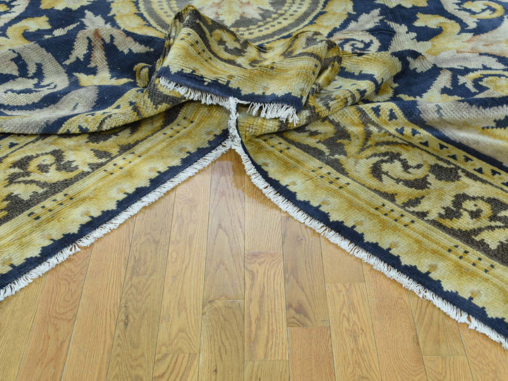 10'10" x 13'8" Vintage Hand Knotted Blue Wool Rectangle Oriental Rug - MOA10234424