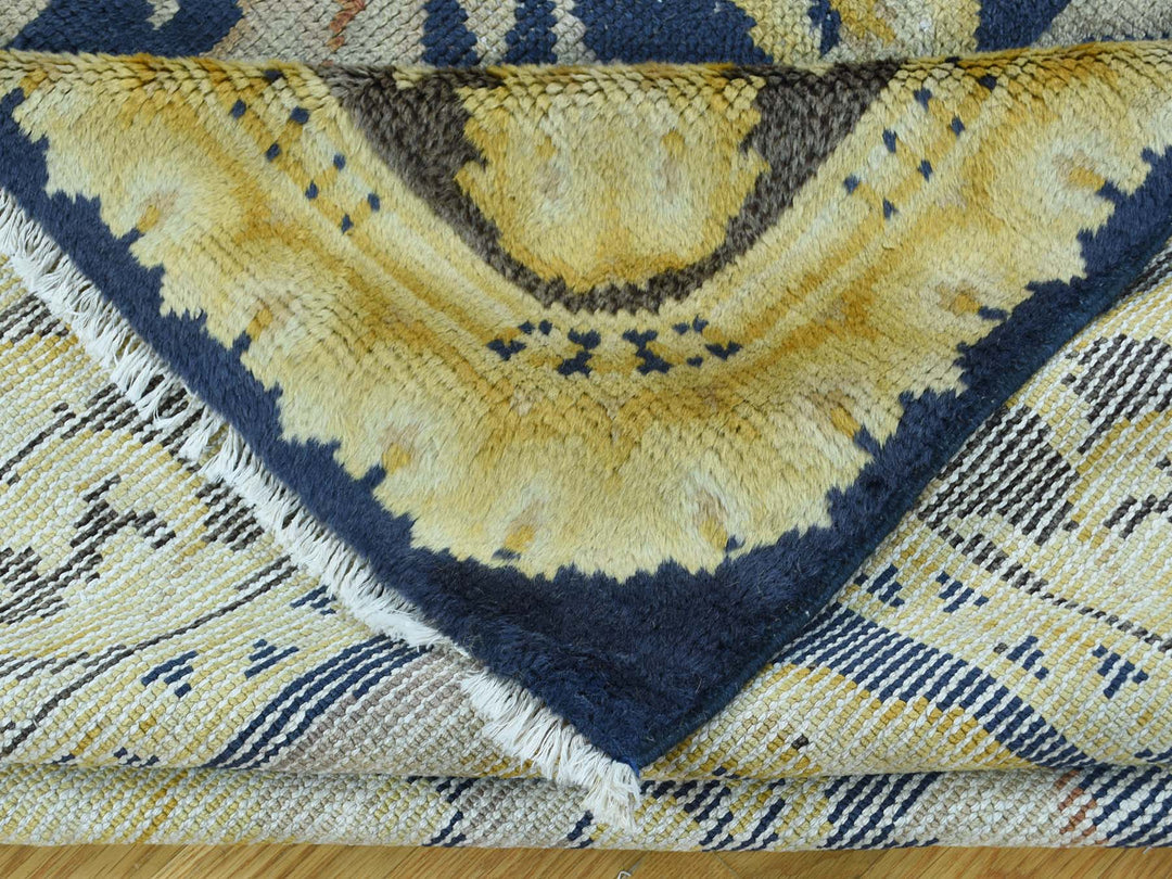 10'10" x 13'8" Vintage Hand Knotted Blue Wool Rectangle Oriental Rug - MOA10234424