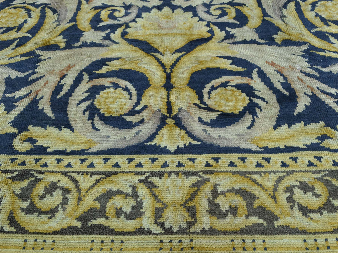10'10" x 13'8" Vintage Hand Knotted Blue Wool Rectangle Oriental Rug - MOA10234424