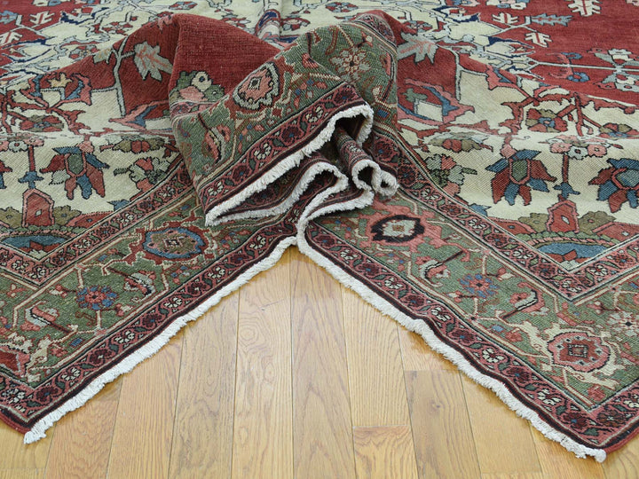 9'0" x 11'3" Vintage Hand Knotted Red Wool Rectangle Oriental Rug - MOA10234425