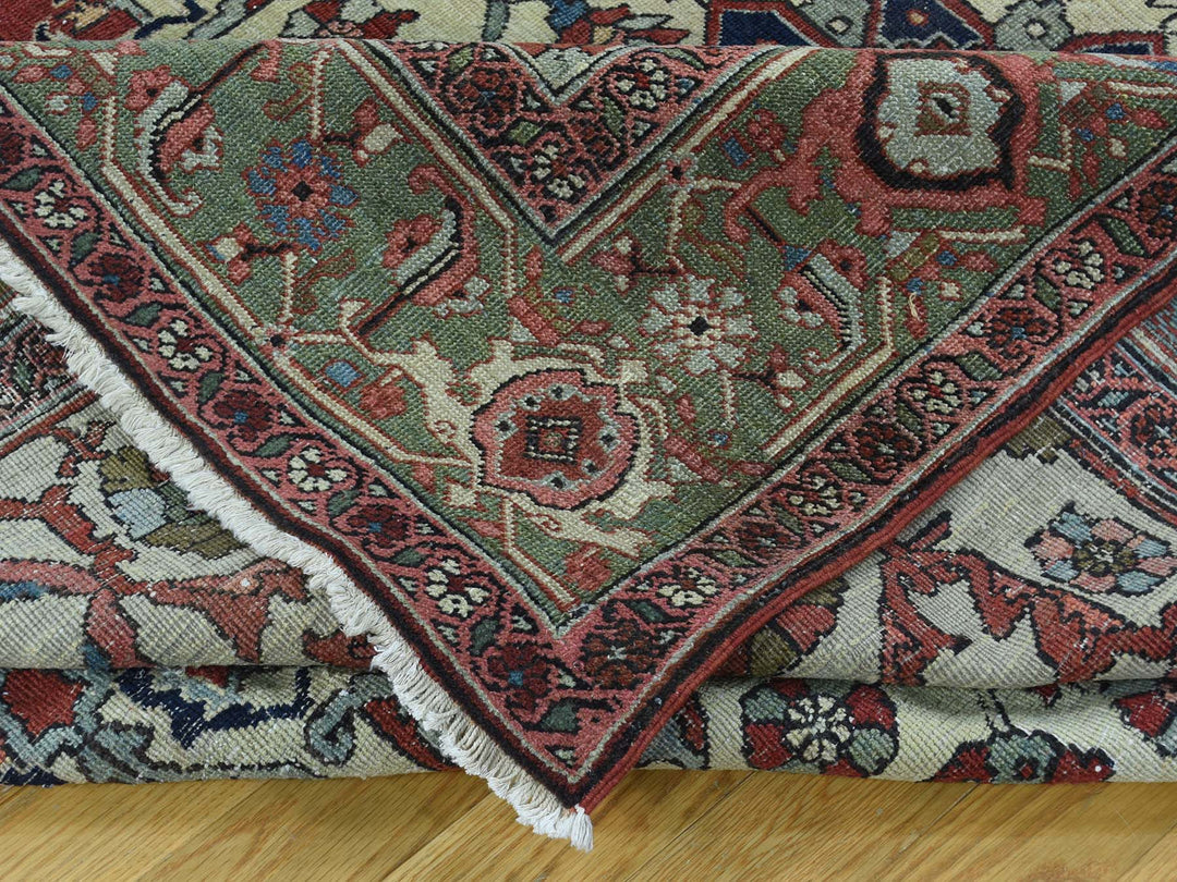 9'0" x 11'3" Vintage Hand Knotted Red Wool Rectangle Oriental Rug - MOA10234425