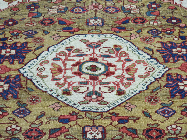 4'6" x 6'4" Vintage Hand Knotted Green Wool Rectangle Oriental Rug - MOA10234451