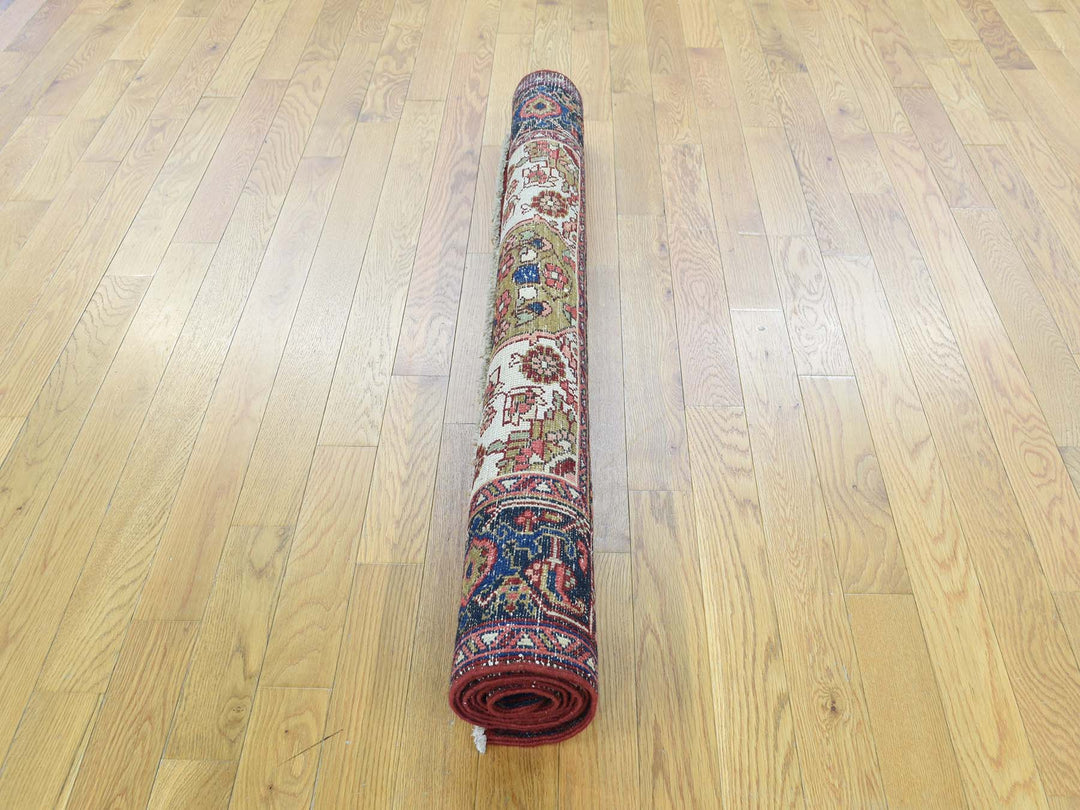 4'6" x 6'4" Vintage Hand Knotted Green Wool Rectangle Oriental Rug - MOA10234451