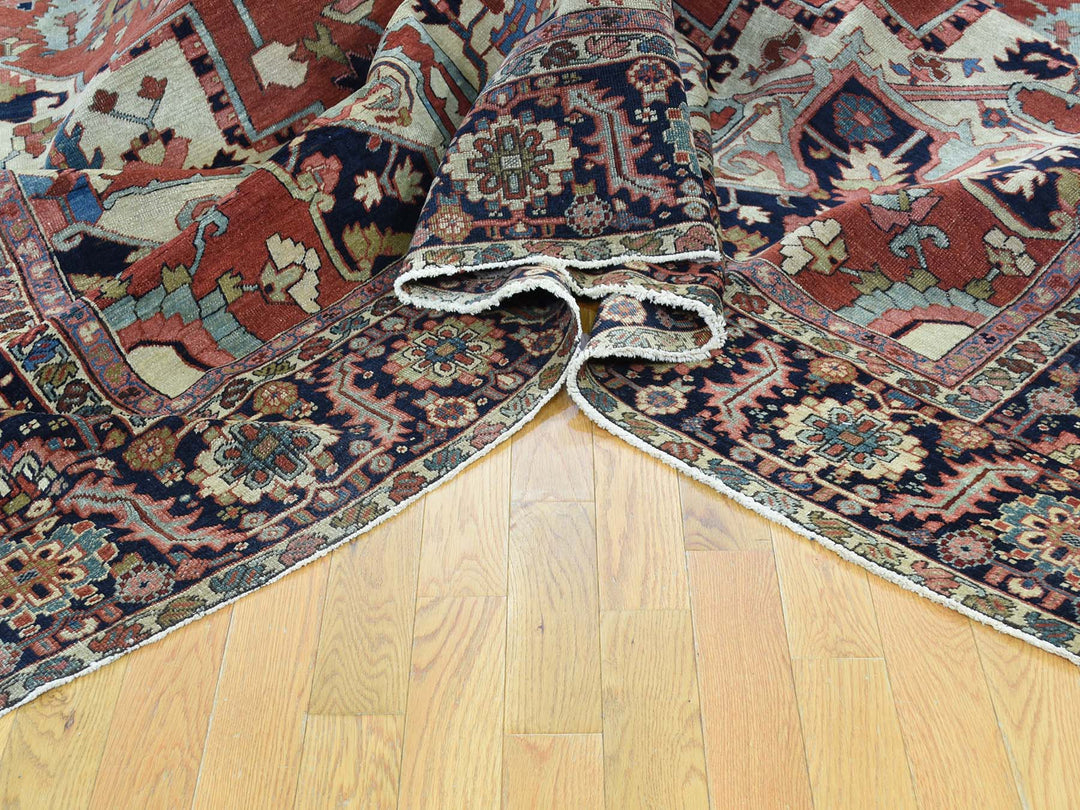 10'0" x 11'7" Vintage Hand Knotted Red Wool Rectangle Oriental Rug - MOA10234785