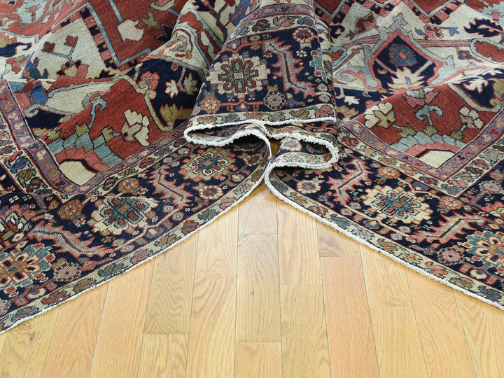 10'0" x 11'7" Vintage Hand Knotted Red Wool Rectangle Oriental Rug - MOA10234785