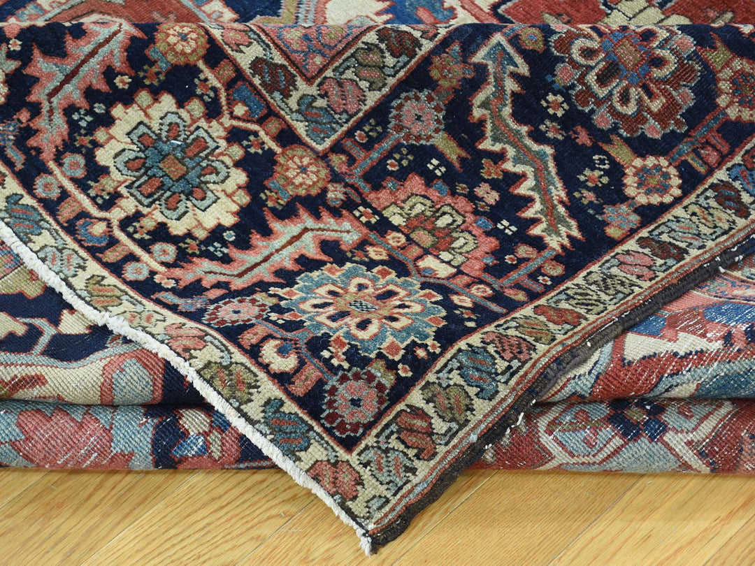 10'0" x 11'7" Vintage Hand Knotted Red Wool Rectangle Oriental Rug - MOA10234785