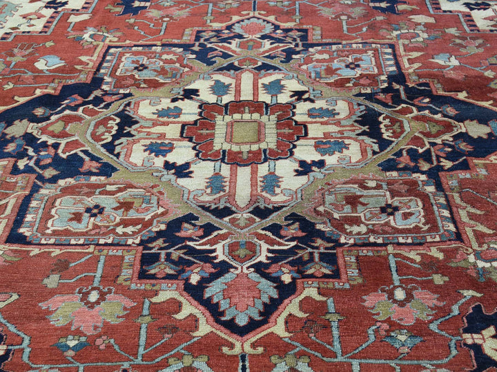 10'0" x 11'7" Vintage Hand Knotted Red Wool Rectangle Oriental Rug - MOA10234785