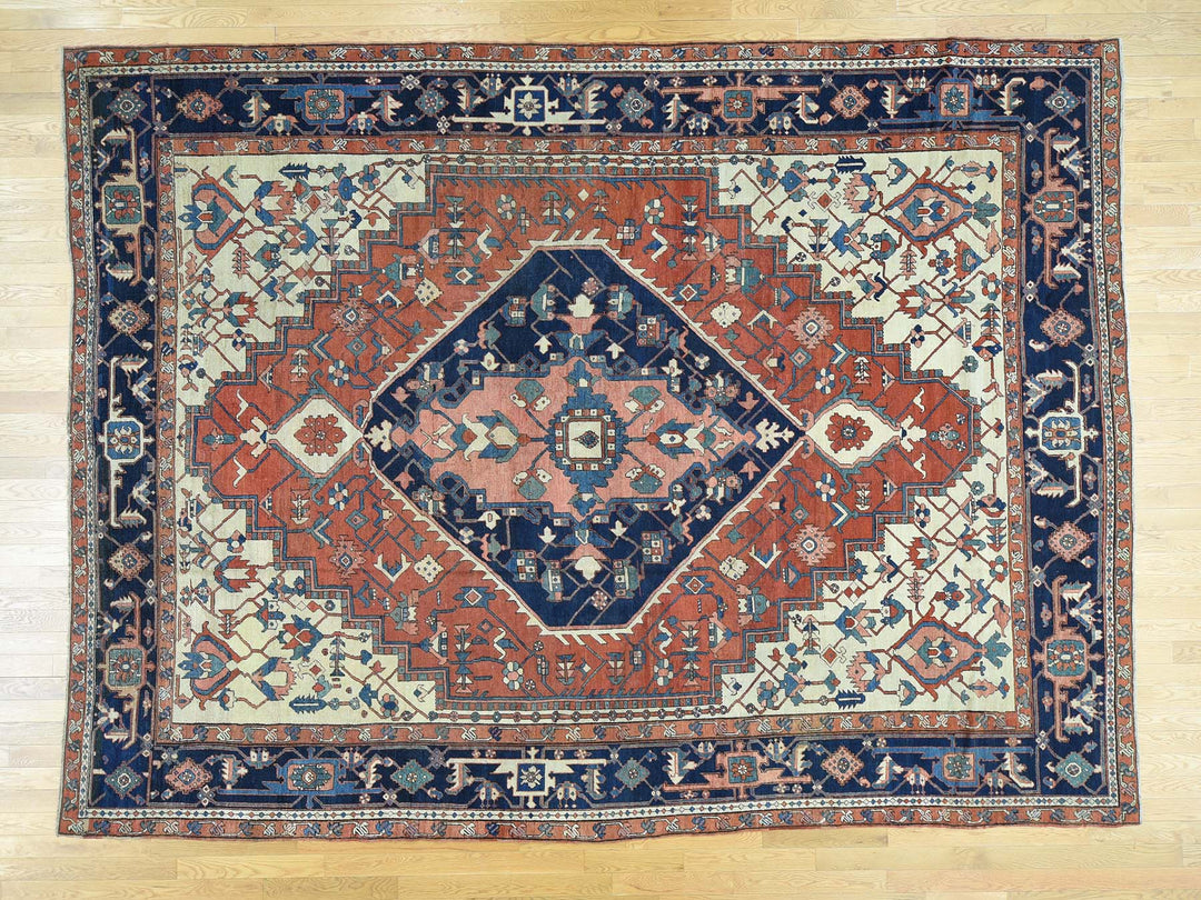 9'10" x 13'5" Vintage Hand Knotted Red Wool Rectangle Oriental Rug - MOA10235433