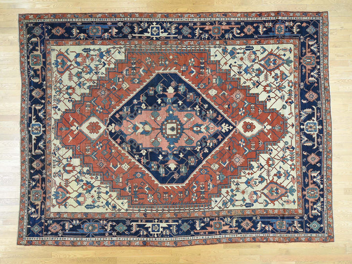9'10" x 13'5" Vintage Hand Knotted Red Wool Rectangle Oriental Rug - MOA10235433
