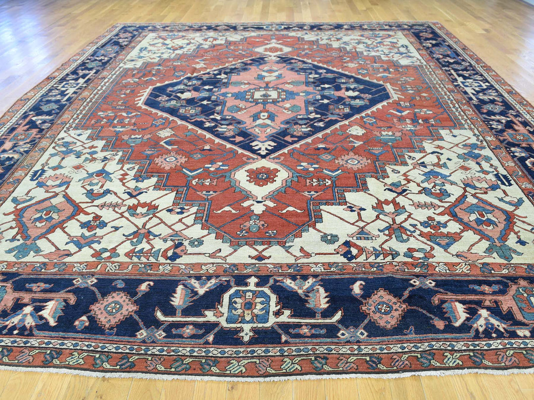9'10" x 13'5" Vintage Hand Knotted Red Wool Rectangle Oriental Rug - MOA10235433