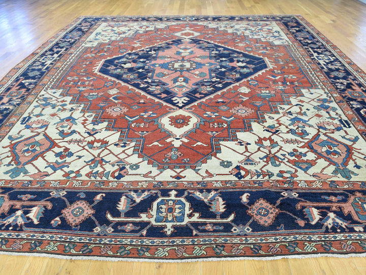 9'10" x 13'5" Vintage Hand Knotted Red Wool Rectangle Oriental Rug - MOA10235433