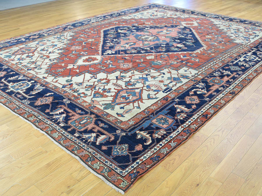 9'10" x 13'5" Vintage Hand Knotted Red Wool Rectangle Oriental Rug - MOA10235433
