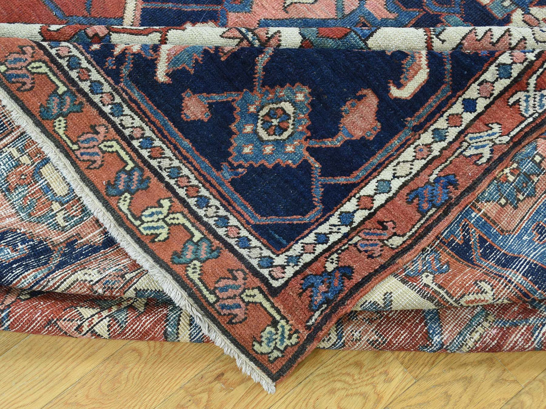 9'10" x 13'5" Vintage Hand Knotted Red Wool Rectangle Oriental Rug - MOA10235433