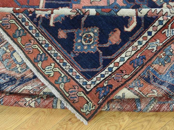 9'10" x 13'5" Vintage Hand Knotted Red Wool Rectangle Oriental Rug - MOA10235433