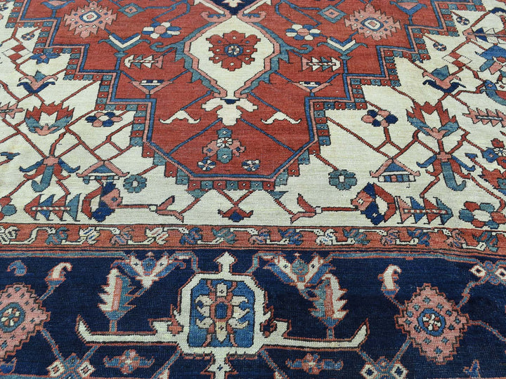 9'10" x 13'5" Vintage Hand Knotted Red Wool Rectangle Oriental Rug - MOA10235433