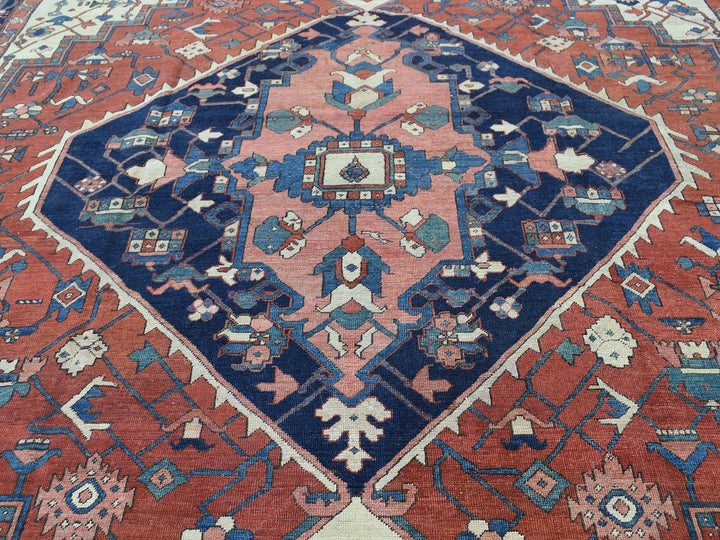9'10" x 13'5" Vintage Hand Knotted Red Wool Rectangle Oriental Rug - MOA10235433