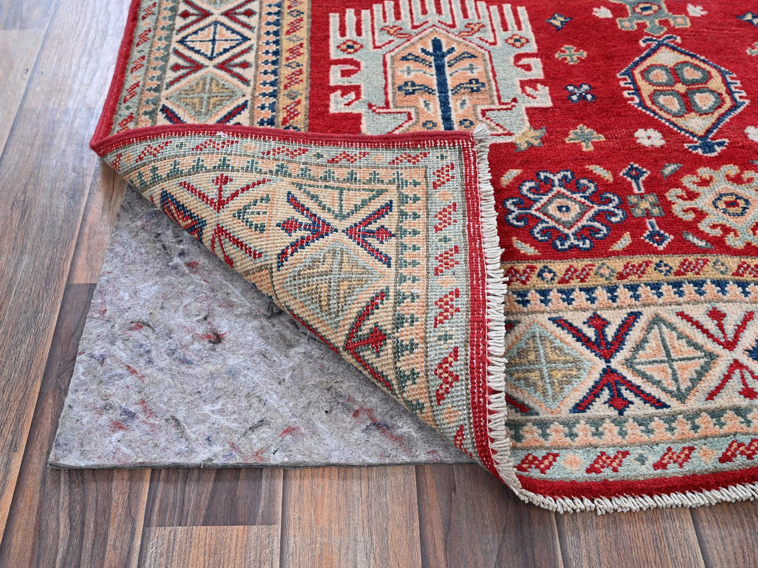 3'10" x 5'10" New Hand Knotted Red Wool Rectangle Oriental Rug - MOA102357