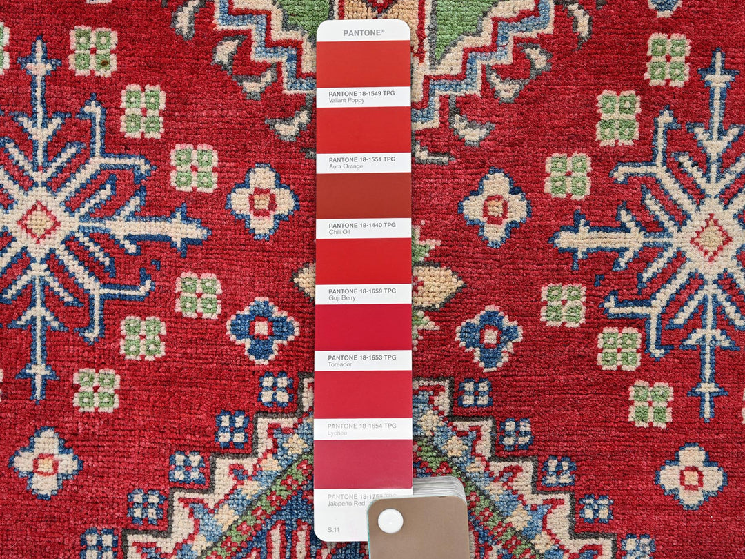 3'11" x 6'0" New Hand Knotted Red Wool Rectangle Oriental Rug - MOA102358